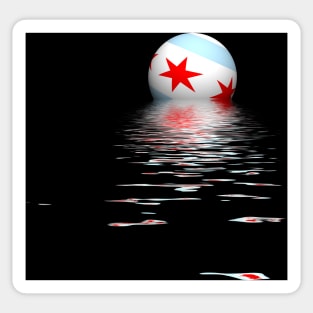 Chicago Flag rising/setting Sticker